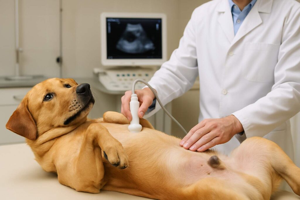 imagem de um cão fazendo ultrassonografia baço aumentado em cães